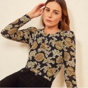 Reformation Paisley Floral Talia Blouse Size XS